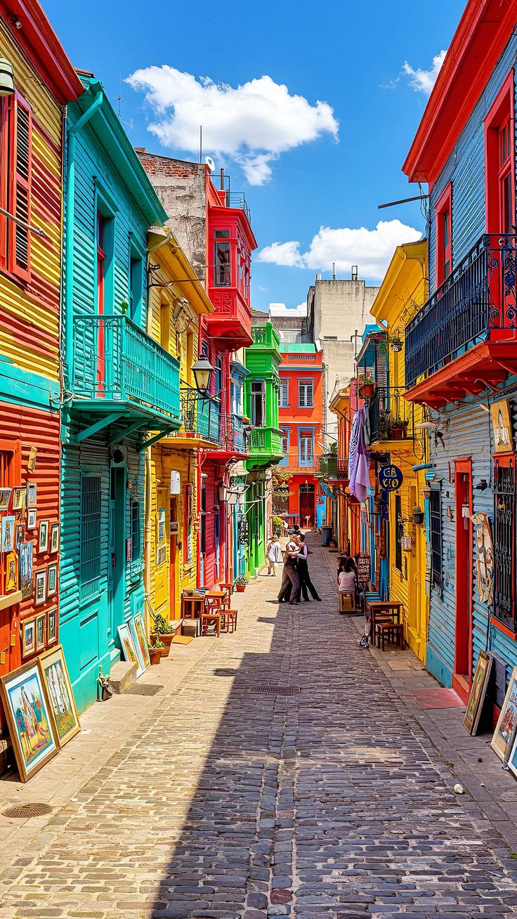 Colorful houses along Caminito street